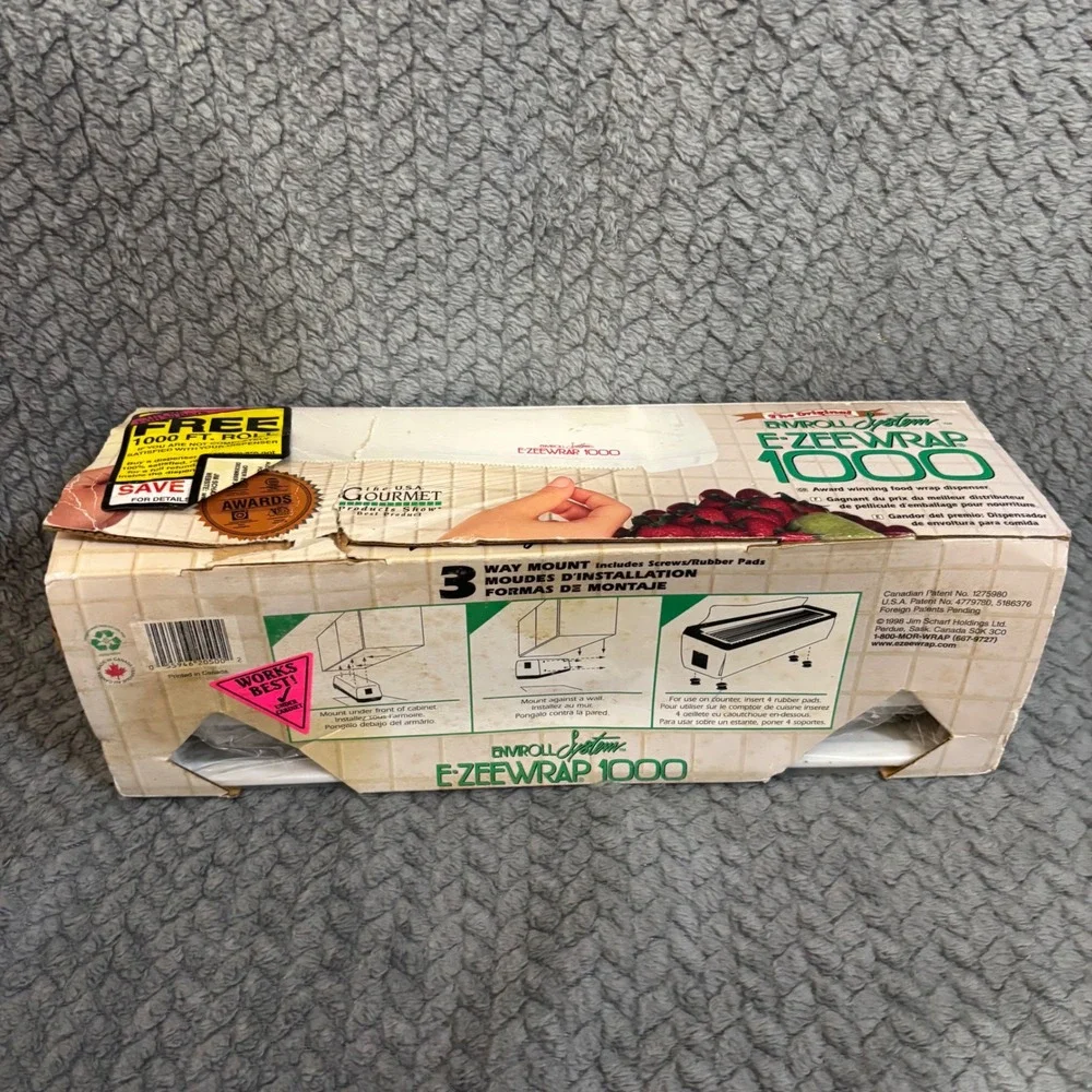 Enviroll System E-Zee Wrap 1000 Food Wrap Dispenser White 3-Way Mount New
